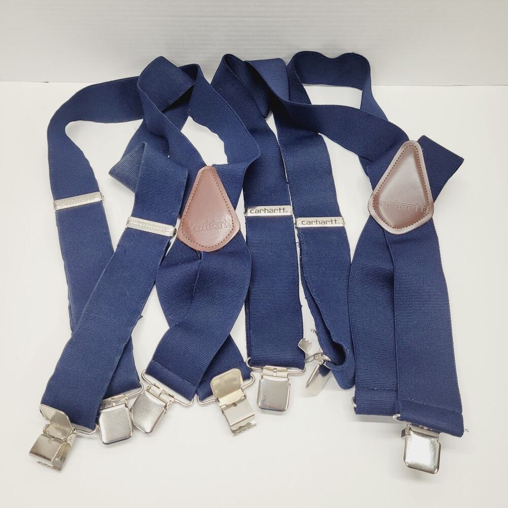 2 Carhartt Suspenders Mens Utility 2" Heavy-Duty Logger Blue Elastic Metal Clips